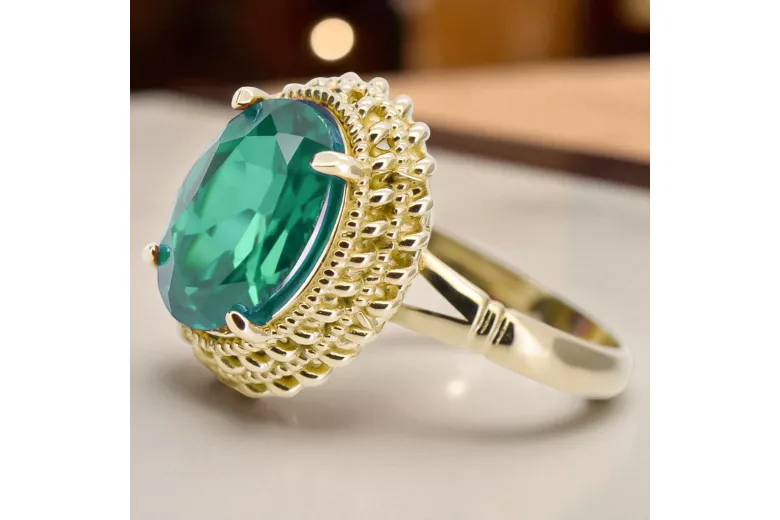 Anillo Esmeralda Oro amarillo de 14 quilates Artesanía vintage vrc068y